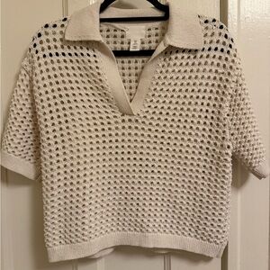 Cream Knit Short Sleeve Top